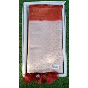 KASTURI SOFTY SILK WHITE ORANGE