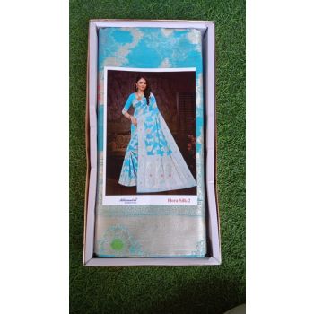 ABHINANDAN FLORA SILK SKY BLUE